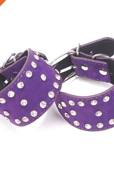Imitation Leather Slave Suede PU Leather Handcuffs With Rhinestone