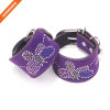 Artificial Leather Handcuffs Metal Lock Sexy Set With Rhinestone Butterfly