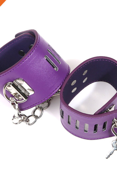 PU Leather Handcuffs Metal Lock With Key Couple Sexy Play Accessory