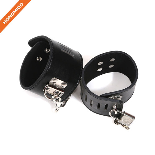 PU Leather Handcuffs Metal Lock With Key Couple Sexy Play Accessory