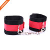 Soft Nylon Restrain Belt Metal Chain Sexy Play Handcuffs Suede Material Covered