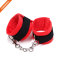 Soft Nylon Restrain Belt Metal Chain Sexy Play Handcuffs Suede Material Covered