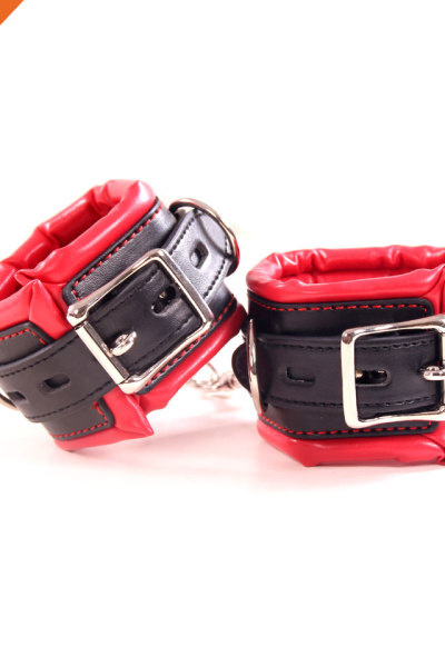 PU Leather Covered Handcuffs Soft Sponge Material SM Game Tools
