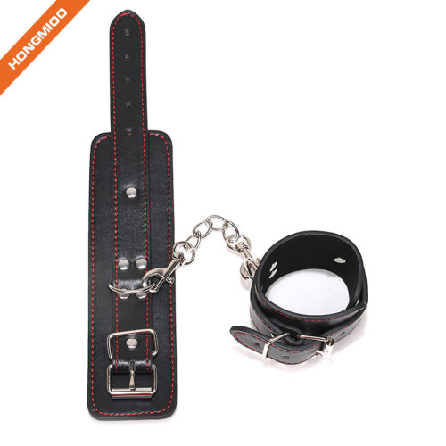 Black PU Leather Handcuffs Restrain Belt SM Play Accessory