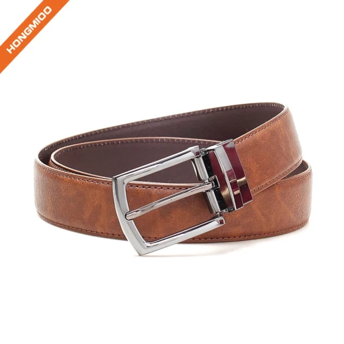 Brown Men Reversible Buckle Formal Business Belt