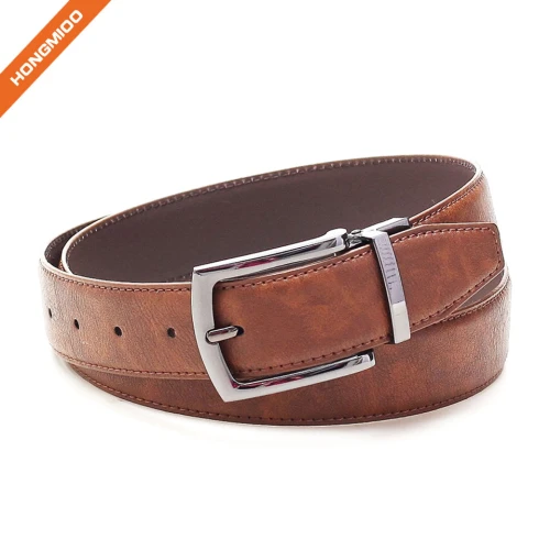 Brown Men Reversible Buckle Formal Business Belt