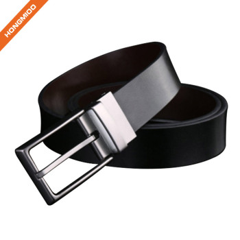 Black Imitation Leather Reversible Pin Buckle Belt Men