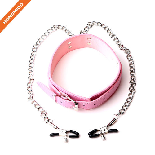 Metal Adjustable Clamps Leather Collars Chains Dress Accessories