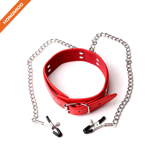 Metal Adjustable Clamps Leather Collars Chains Dress Accessories