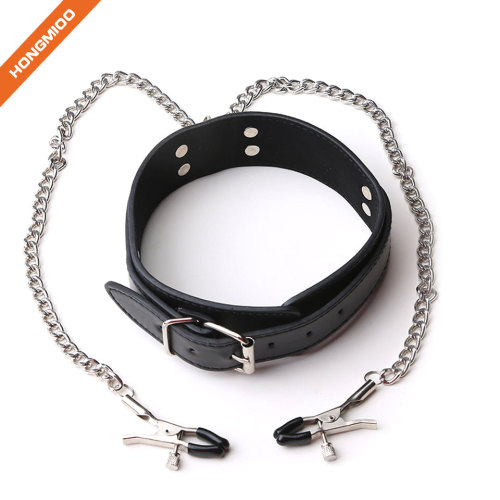 Metal Adjustable Clamps Leather Collars Chains Dress Accessories