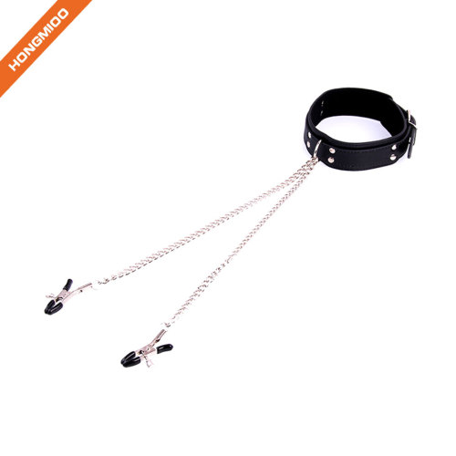 Metal Adjustable Clamps Leather Collars Chains Dress Accessories