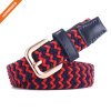 Braided Woven Elastic Stretch Belt With Matching Leather Covered Buckle