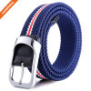 Braided Stretch Elastic Belt with Pin Oval Solid Black Buckle