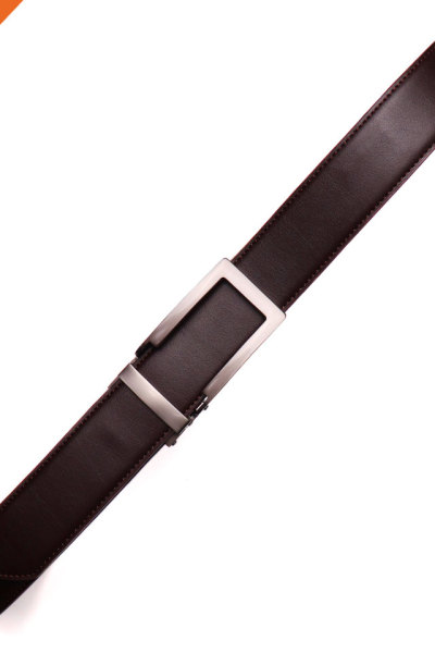 Belt Manufacturer Custom Design Men Ratchet Genuine Leather Belt with Silver Automatic Buckle