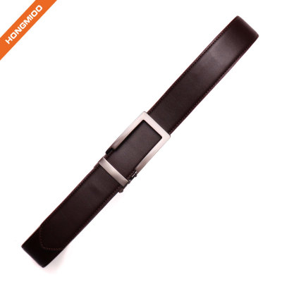 Belt Manufacturer Custom Design Men Ratchet Genuine Leather Belt with Silver Automatic Buckle