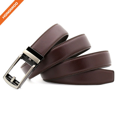 Custom Wholesale Black Brwon New Automatic Buckle Fake Leather PU Ratchet Belt