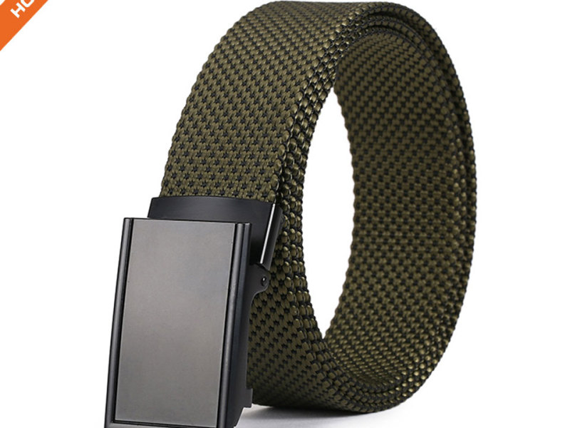 Custom nylon fabric belt with ratchet buckle