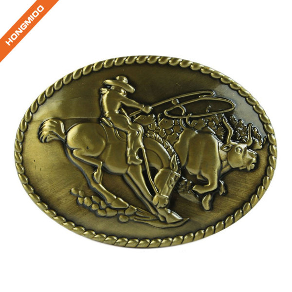 Factory Custom Zinc Alloy Brass Sizes Logo Fashion Western Buckle for Cowboy