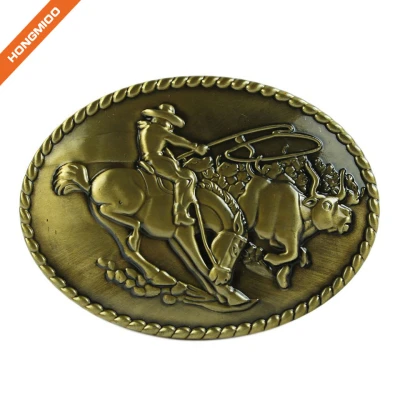Factory Custom Zinc Alloy Brass Sizes Logo Fashion Western Buckle for Cowboy