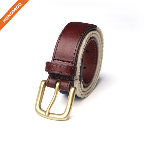 Men's Ribbon Inlay Belt  Ribbon Fabric Design with Single Prong Buckle