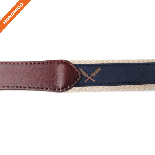 Men's Ribbon Inlay Belt  Ribbon Fabric Design with Single Prong Buckle