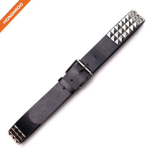 Mens Rivet PU Belts Punk Studded Leather Belts for Men With Pin Buckle