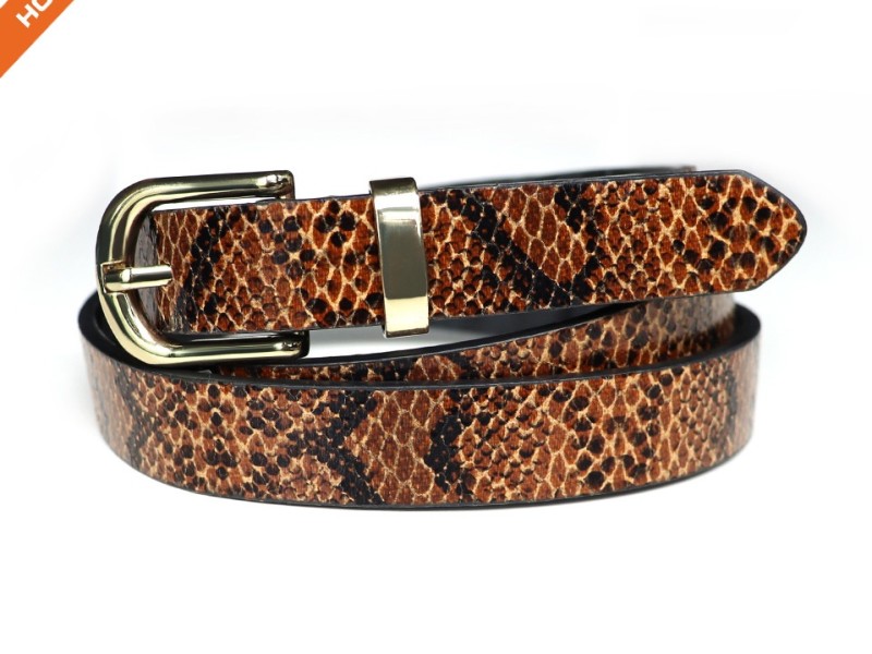 Women's smooth leather casual belt with pin buckle