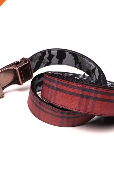 Fashion Men’s Genuine Split Leather Belt Ratchet Dress Belt with Automatic Buckle by Big Sale