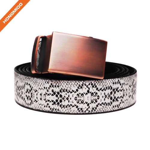 Snake Skin Men's Genuine Python Leather Natural White Pin Buckle Belt For Men