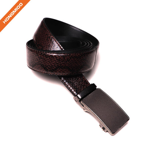 Men Automatic Buckle Ratchet Belt Leather Snake Skin Embossed Exact Fit Gift