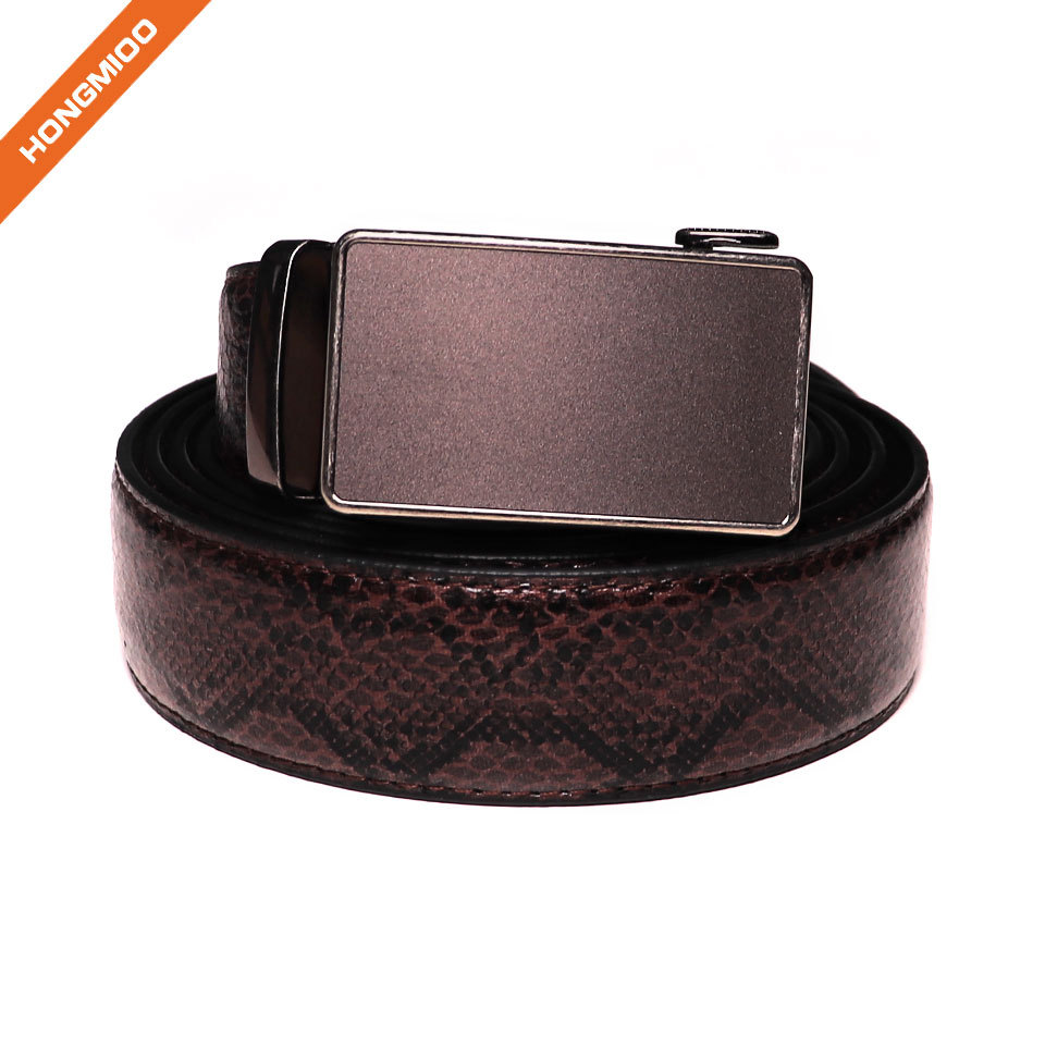 Men Automatic Buckle Ratchet Belt Leather Snake Skin Em... detail