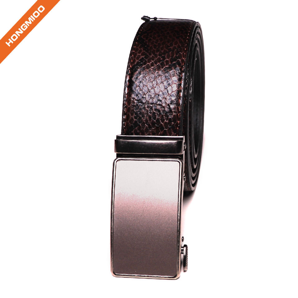 Men Automatic Buckle Ratchet Belt Leather Snake Skin Em... side