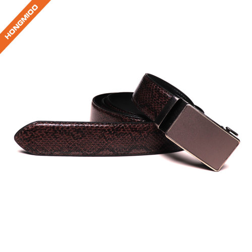 Men Automatic Buckle Ratchet Belt Leather Snake Skin Embossed Exact Fit Gift