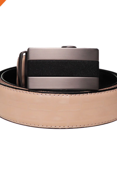 Genuine Leather Ratchet Dress Belt With Automatic Buckle Enclosed In An Elegant Gift Box