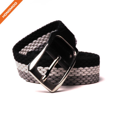 Braided Elastic Fabric Woven Stretch Belt Leather Inlay Multi Color Options
