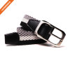 Braided Elastic Fabric Woven Stretch Belt Leather Inlay Multi Color Options