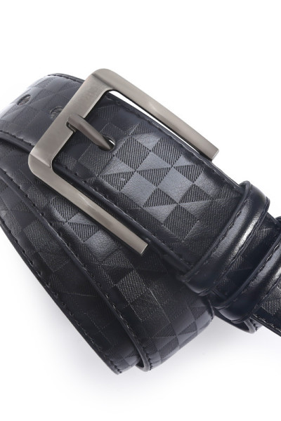 Plaid Fashion Pin Buckle Microfiber Leather Belt for Men