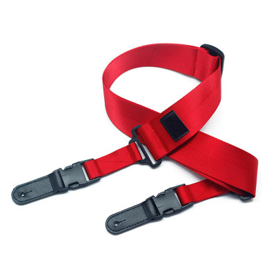 Adjustment Seatbelt Guitar Strap with Clip Black Nylon for Acoustic Guitar Electric Guitar and Bass Guitar