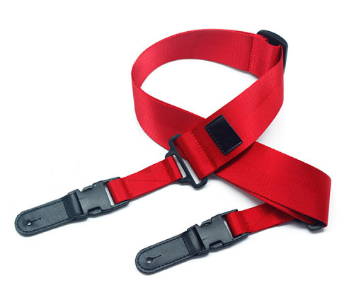 Adjustment Seatbelt Guitar Strap with Clip Black Nylon for Acoustic Guitar Electric Guitar and Bass Guitar