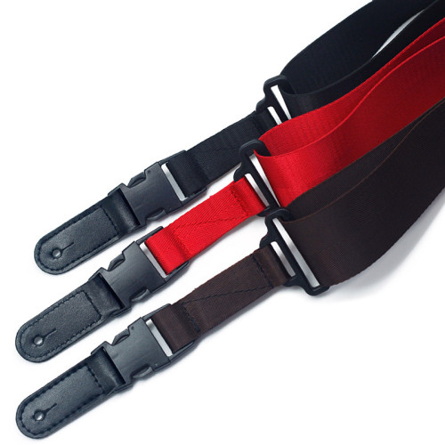 Adjustment Seatbelt Guitar Strap with Clip Black Nylon for Acoustic Guitar Electric Guitar and Bass Guitar