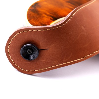 Classic Italy Full Grain Leather Stitched Adjustable Guitar Strap for Electric, Acoustic and Bass Guitars