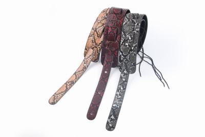 Snakeskin Leather Guitar Strap Acoustic Guitar Electric Guitar Shoulder Strap Adjustable Strap Musical Parts