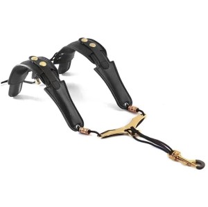 New Arriving Custom Logo Insert Metal Plate Wholesale Ergonomics Design Double Sax Strap Adjustable Saxophone Shoulder  Belt