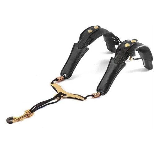 New Arriving Custom Logo Insert Metal Plate Wholesale Ergonomics Design Double Sax Strap Adjustable Saxophone Shoulder  Belt