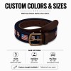 Custom USA Flag Letters Needlepoint Golf Belt with Bark-Tanned Cow Leather and Solid Copper Buckle - OEM/ODM Small MOQ Handmade Golf Belts