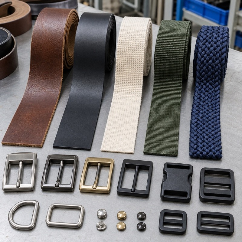 Custom Belt Materials Guide: Leather, PU, Webbing and Buckles