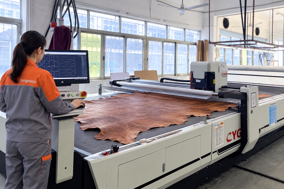 Digital leather cutting with full cowhide