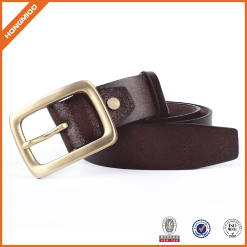 Italy Foft Vegetable Leather Belt With Brass Buckle For Jeans