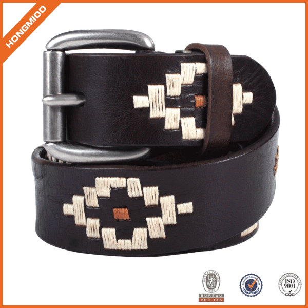 New Design Classic Handmade Popuar Men's Embroidery Leather Belt