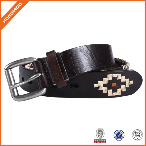 New Design Classic Handmade Popuar Men's Embroidery Leather Belt